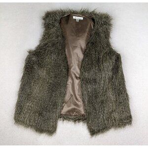 Roommates Women's Vest Brown Shaggy Faux Fur Top Hippie Boho Bohemian Size Med